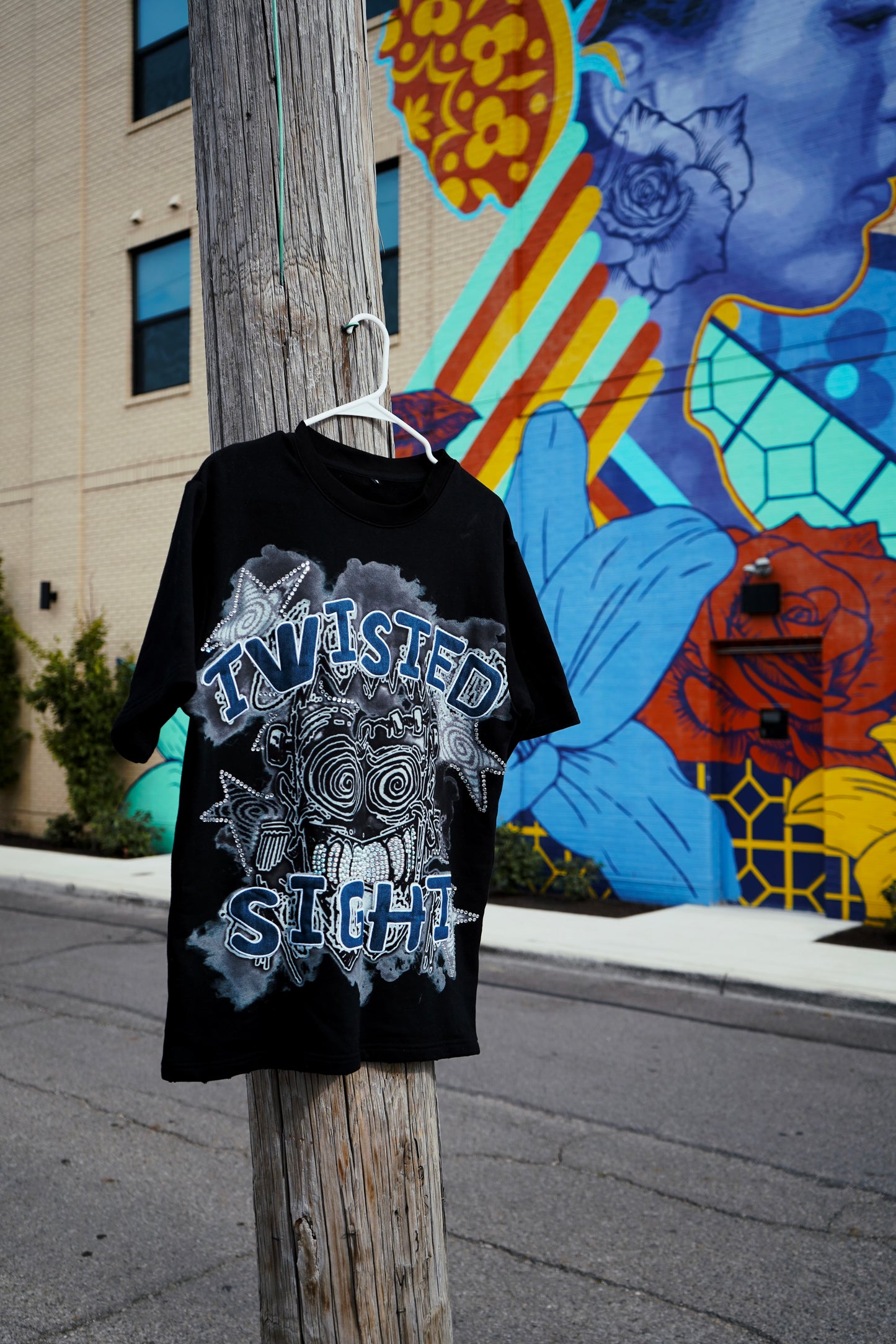 TWISTED SIGHT PREMADE BLACK DENIM T-SHIRT  